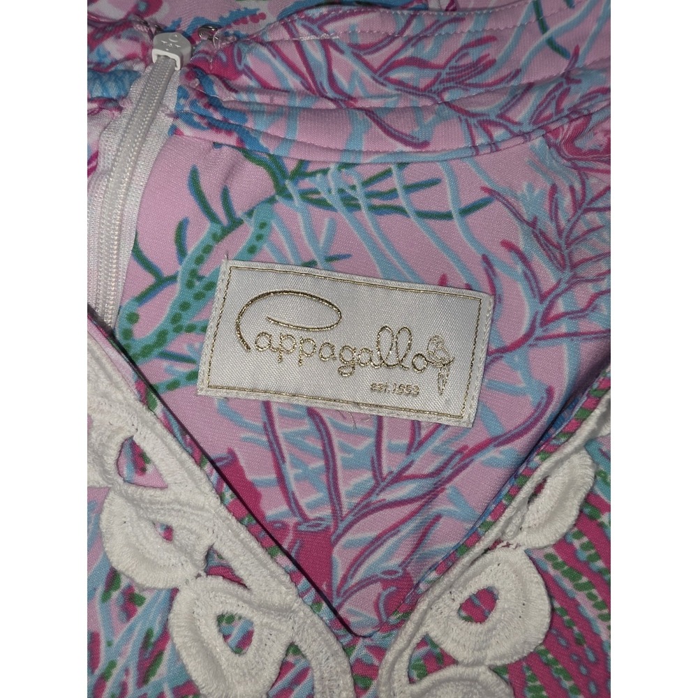 Pappagallo Dress Maxi Cactus Rose Sea Horse Coral Size Large Preppy Resortwear - Picture 8 of 8